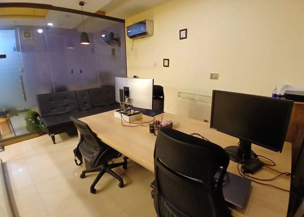A private office set up for a small team at Desk&Wifi Coworking, Bahria Town, Lahore